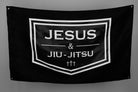 Black Flag with white "JESUS & JIU-JITSU" logo
