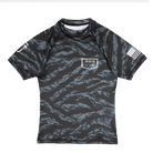 Camo Youth rashguard with JJJ logo on left chest